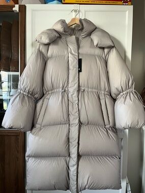 Mackage Oversized Puffer Coat in Light Taupe